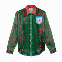 Custom Bangladesh Football Women Casual Shirt Bengal Tigers Green-Red Warriors
