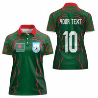 Custom Bangladesh Football Women Polo Shirt Bengal Tigers Green-Red Warriors