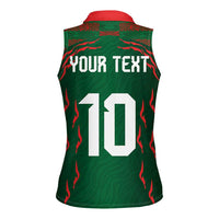 Custom Bangladesh Football Women Sleeveless Polo Shirt Bengal Tigers Green-Red Warriors