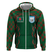 Custom Bangladesh Football Zip Hoodie Bengal Tigers Green-Red Warriors