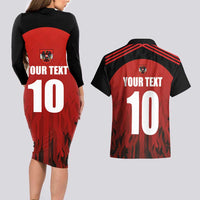 Custom Austria Football 2024 Go Champion Couples Matching Long Sleeve Bodycon Dress and Hawaiian Shirt Home Color - Wonder Print Shop