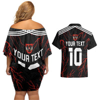 Custom Austria Football 2024 Go Champion Couples Matching Off Shoulder Short Dress and Hawaiian Shirt Away Color - Wonder Print Shop