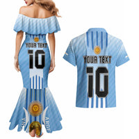 Custom Argentina Football Couples Matching Mermaid Dress and Hawaiian Shirt The Trophy Vamos La Albiceleste - Wonder Print Shop