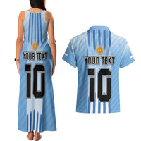 Custom Argentina Football Couples Matching Tank Maxi Dress and Hawaiian Shirt The Trophy Vamos La Albiceleste - Wonder Print Shop