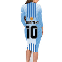 Custom Argentina Football Family Matching Long Sleeve Bodycon Dress and Hawaiian Shirt The Trophy Vamos La Albiceleste - Wonder Print Shop