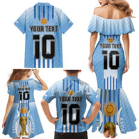 Custom Argentina Football Family Matching Mermaid Dress and Hawaiian Shirt The Trophy Vamos La Albiceleste - Wonder Print Shop