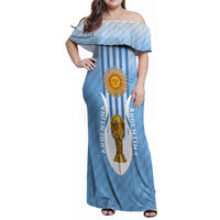 Custom Argentina Football Family Matching Off Shoulder Maxi Dress and Hawaiian Shirt The Trophy Vamos La Albiceleste - Wonder Print Shop