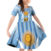 Custom Argentina Football Family Matching Off Shoulder Short Dress and Hawaiian Shirt The Trophy Vamos La Albiceleste - Wonder Print Shop