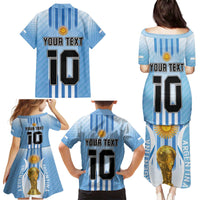 Custom Argentina Football Family Matching Puletasi and Hawaiian Shirt The Trophy Vamos La Albiceleste - Wonder Print Shop