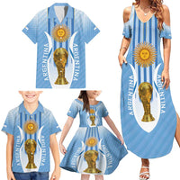 Custom Argentina Football Family Matching Summer Maxi Dress and Hawaiian Shirt The Trophy Vamos La Albiceleste - Wonder Print Shop