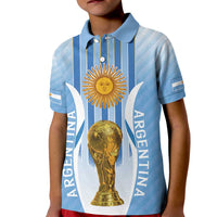 Custom Argentina Football Kid Polo Shirt The Trophy Vamos La Albiceleste - Wonder Print Shop