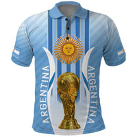 Custom Argentina Football Polo Shirt The Trophy Vamos La Albiceleste - Wonder Print Shop