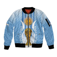 Custom Argentina Football Sleeve Zip Bomber Jacket The Trophy Vamos La Albiceleste - Wonder Print Shop