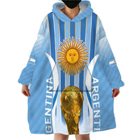 Custom Argentina Football Wearable Blanket Hoodie The Trophy Vamos La Albiceleste - Wonder Print Shop