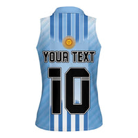 Custom Argentina Football Women Sleeveless Polo Shirt The Trophy Vamos La Albiceleste - Wonder Print Shop