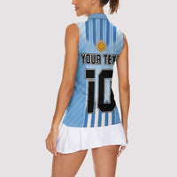 Custom Argentina Football Women Sleeveless Polo Shirt The Trophy Vamos La Albiceleste - Wonder Print Shop