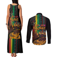 Afro-Caribbean Couples Matching Tank Maxi Dress and Long Sleeve Button Shirt African and Reggae Art Music - Wonder Print Shop
