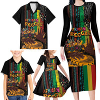Afro-Caribbean Family Matching Long Sleeve Bodycon Dress and Hawaiian Shirt African and Reggae Art Music - Wonder Print Shop