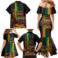 Afro-Caribbean Family Matching Mermaid Dress and Hawaiian Shirt African and Reggae Art Music - Wonder Print Shop