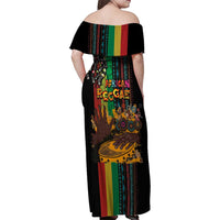 Afro-Caribbean Family Matching Off Shoulder Maxi Dress and Hawaiian Shirt African and Reggae Art Music - Wonder Print Shop