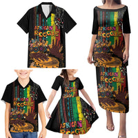 Afro-Caribbean Family Matching Puletasi and Hawaiian Shirt African and Reggae Art Music - Wonder Print Shop