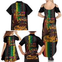 Afro-Caribbean Family Matching Summer Maxi Dress and Hawaiian Shirt African and Reggae Art Music - Wonder Print Shop
