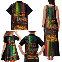 Afro-Caribbean Family Matching Tank Maxi Dress and Hawaiian Shirt African and Reggae Art Music - Wonder Print Shop