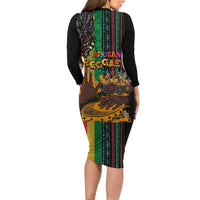 Afro-Caribbean Long Sleeve Bodycon Dress African and Reggae Art Music - Wonder Print Shop