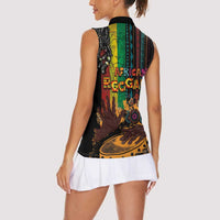 Afro-Caribbean Women Sleeveless Polo Shirt African and Reggae Art Music - Wonder Print Shop