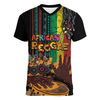 Afro-Caribbean Women V-Neck T-Shirt African and Reggae Art Music - Wonder Print Shop