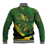 Jamaica Independence Day Baseball Jacket Swallow-tail Hummingbird Tropical Plants and National Flag - Wonder Print Shop