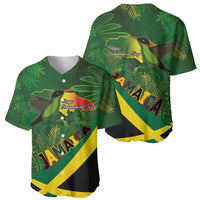 Jamaica Independence Day Baseball Jersey Swallow-tail Hummingbird Tropical Plants and National Flag - Wonder Print Shop