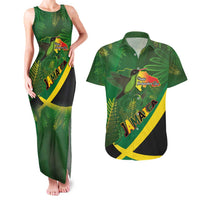 Jamaica Independence Day Couples Matching Tank Maxi Dress and Hawaiian Shirt Swallow-tail Hummingbird Tropical Plants and National Flag - Wonder Print Shop