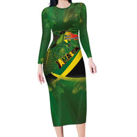 Jamaica Independence Day Family Matching Long Sleeve Bodycon Dress and Hawaiian Shirt Swallow-tail Hummingbird Tropical Plants and National Flag - Wonder Print Shop