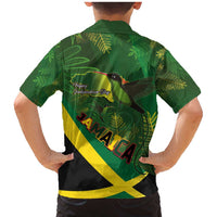 Jamaica Independence Day Family Matching Mermaid Dress and Hawaiian Shirt Swallow-tail Hummingbird Tropical Plants and National Flag - Wonder Print Shop