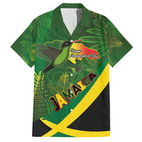 Jamaica Independence Day Family Matching Off Shoulder Maxi Dress and Hawaiian Shirt Swallow-tail Hummingbird Tropical Plants and National Flag - Wonder Print Shop