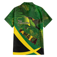Jamaica Independence Day Family Matching Off Shoulder Maxi Dress and Hawaiian Shirt Swallow-tail Hummingbird Tropical Plants and National Flag - Wonder Print Shop