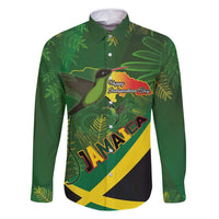 Jamaica Independence Day Family Matching Off Shoulder Maxi Dress and Hawaiian Shirt Swallow-tail Hummingbird Tropical Plants and National Flag - Wonder Print Shop
