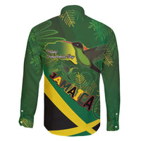 Jamaica Independence Day Family Matching Off Shoulder Maxi Dress and Hawaiian Shirt Swallow-tail Hummingbird Tropical Plants and National Flag - Wonder Print Shop