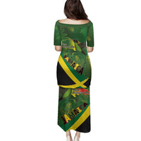 Jamaica Independence Day Family Matching Puletasi and Hawaiian Shirt Swallow-tail Hummingbird Tropical Plants and National Flag - Wonder Print Shop