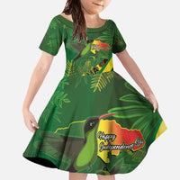 Jamaica Independence Day Family Matching Tank Maxi Dress and Hawaiian Shirt Swallow-tail Hummingbird Tropical Plants and National Flag - Wonder Print Shop