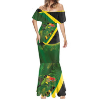 Jamaica Independence Day Mermaid Dress Swallow-tail Hummingbird Tropical Plants and National Flag - Wonder Print Shop