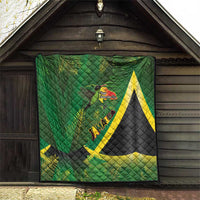 Jamaica Independence Day Quilt Swallow-tail Hummingbird Tropical Plants and National Flag - Wonder Print Shop