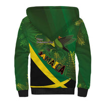 Jamaica Independence Day Sherpa Hoodie Swallow-tail Hummingbird Tropical Plants and National Flag - Wonder Print Shop