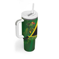 Jamaica Independence Day Tumbler With Handle Swallow-tail Hummingbird Tropical Plants and National Flag - Wonder Print Shop