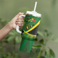 Jamaica Independence Day Tumbler With Handle Swallow-tail Hummingbird Tropical Plants and National Flag - Wonder Print Shop