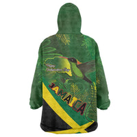 Jamaica Independence Day Wearable Blanket Hoodie Swallow-tail Hummingbird Tropical Plants and National Flag - Wonder Print Shop