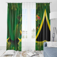 Jamaica Independence Day Window Curtain Swallow-tail Hummingbird Tropical Plants and National Flag - Wonder Print Shop