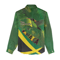 Jamaica Independence Day Women Casual Shirt Swallow-tail Hummingbird Tropical Plants and National Flag - Wonder Print Shop