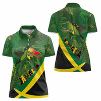 Jamaica Independence Day Women Polo Shirt Swallow-tail Hummingbird Tropical Plants and National Flag - Wonder Print Shop